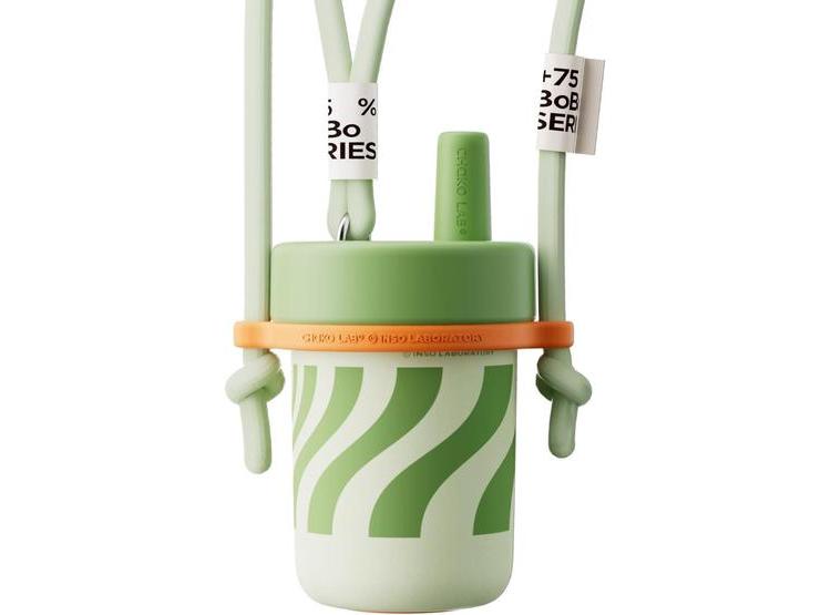 BOTELLA DE AGUA PARA NIÑOS CON CUERDA DE TRANSPORTE, FORRO DE CERÁMICA, OPCIONES DE TRANSPORTE, VERDE AGUACATE - 1