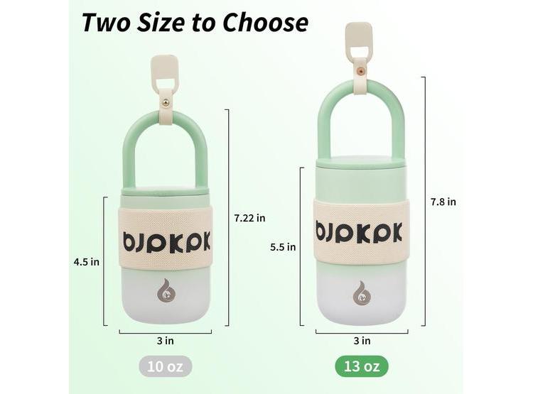 VASO TÉRMICO ACERO INOXIDABLE CON TAPA Y ASA BJPKPK, IDEAL PARA CAFÉ EN VIAJES, COLOR VERDE NIEBLA - 3