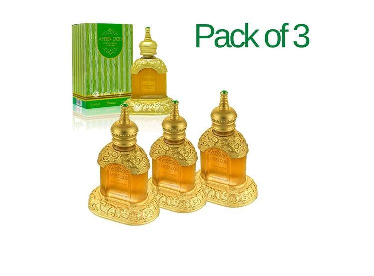 RASASI AMBER OUD UNISEX ACEITE DE PERFUME CONCENTRADO CON ROSA, ÁMBAR, OUDH Y ALMIZCLE, PACK 3 - 4