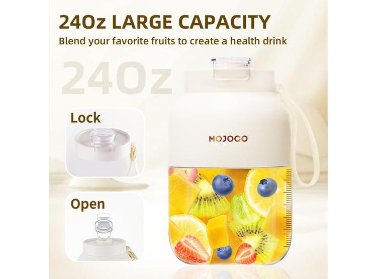 MOJOCO LICUADORA PORTÁTIL PARA BATIDOS, RECARGABLE E INALÁMBRICA CON CUCHILLA DE ACERO INOXIDABLE PARA OFICINA Y GIMNASIO - 3