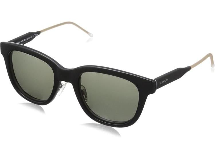 GAFAS DE SOL TOMMY HILFIGER UNISEX TH1352/S, DISEÑO RECTANGULAR CON MARCO DE PLÁSTICO NEGRO Y LLANTA COMPLETA - 1