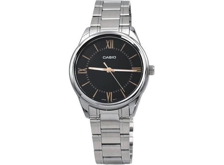 RELOJ ANALÓGICO CASIO DE ACERO INOXIDABLE CON ESFERA NEGRA, PARA HOMBRE, MOVIMIENTO DE CUARZO - 1