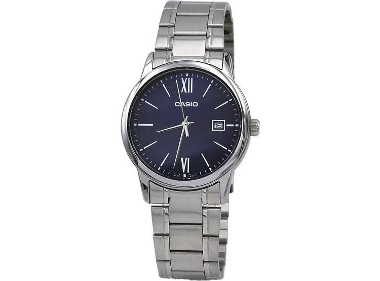 CASIO RELOJ ANÁLOGO HOMBRE, ACERO INOXIDABLE, ESFERA AZUL ROMANA, FECHA, CUARZO - 1