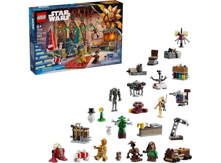 CALENDARIO DE ADVIENTO LEGO STAR WARS 2025 CON 24 SORPRESAS PARA NIÑOS DE 6 AÑOS, INCLUYE MINIFIGURAS C-3PO Y BB-8 - 1