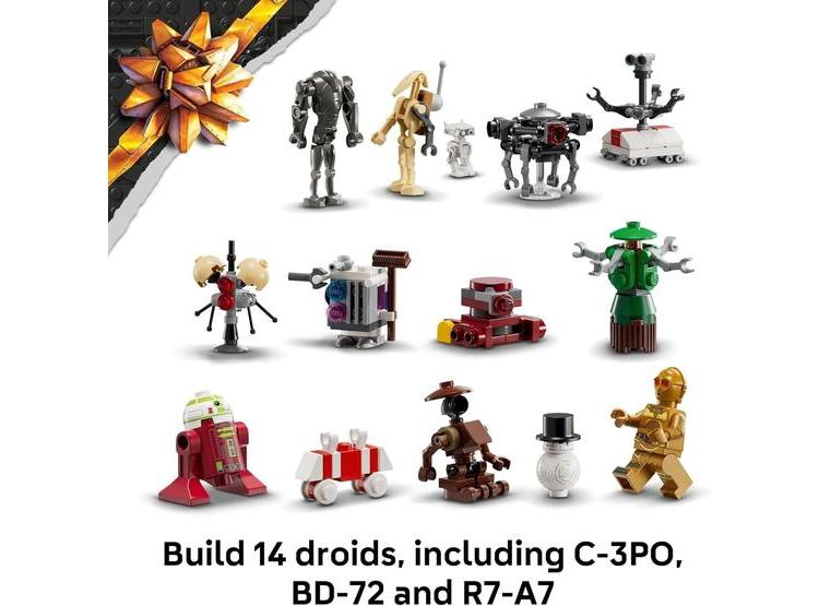 CALENDARIO DE ADVIENTO LEGO STAR WARS 2025 CON 24 SORPRESAS PARA NIÑOS DE 6 AÑOS, INCLUYE MINIFIGURAS C-3PO Y BB-8 - 5