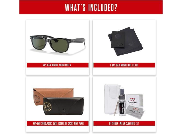RAY-BAN RB2132 WAYFARER, LENTES DE SOL CUADRADOS PARA HOMBRES Y MUJERES, INCLUYE KIT DE GAFAS DE DISEÑADOR IWEAR - 4