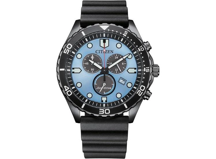CITIZEN ECO-DRIVE WEEKENDER SPORT CASUAL, RELOJ CRONÓGRAFO DE ACERO INOXIDABLE CON CORREA DE POLIURETANO, ESFERA AZUL - 1