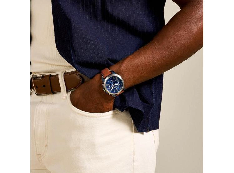 FOSSIL RELOJ DE HOMBRE CON CRONÓGRAFO, ACERO INOXIDABLE Y CUERO, RESISTENTE AL AGUA HASTA 50 METROS, ESTILO CLÁSICO - 3