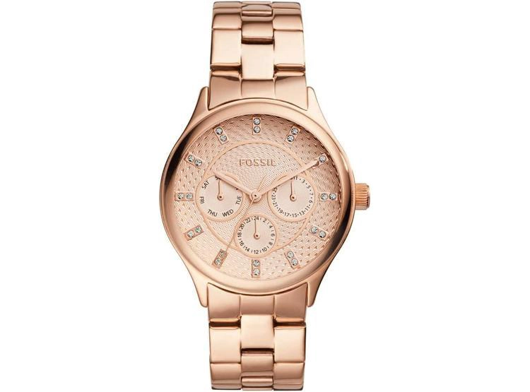 RELOJ MULTIFUNCIÓN FOSSIL EN ACERO INOXIDABLE TONO ORO ROSA CON CAJA DE 36MM Y RESISTENCIA AL AGUA - 1
