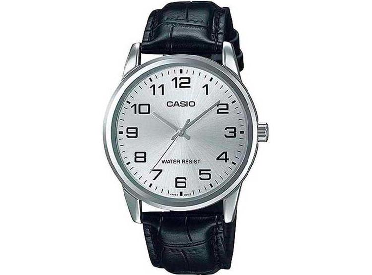 RELOJ CASIO MTP-V001L-7BUDF PARA HOMBRE, ANALÓGICO, CORREA DE CUERO NEGRO, ESFERA BLANCA - 1
