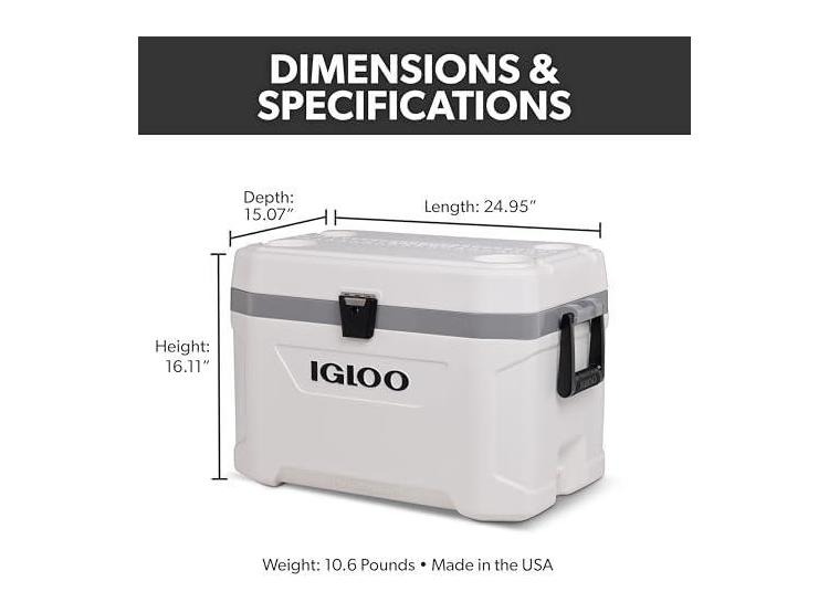 HIELERA PORTÁTIL IGLOO MARINE, AISLADA Y RESISTENTE. PERFECTA PARA PESCA, CAMPING Y ACTIVIDADES AL AIRE LIBRE - 2