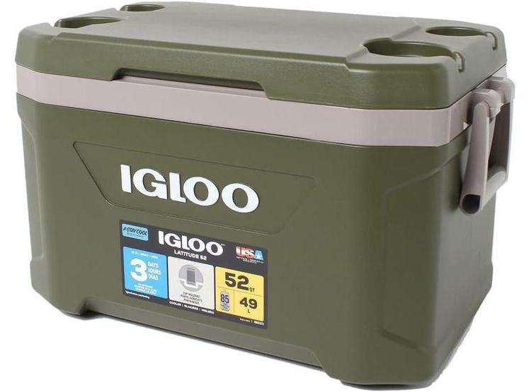 NEVERA PORTÁTIL IGLOO SPORTSMAN LATITUDE 52 PARA CAMPING Y PESCA, DISEÑO RESISTENTE, CAPACIDAD 49 LITROS EN VERDE - 1