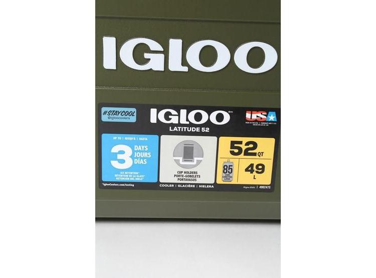 NEVERA PORTÁTIL IGLOO SPORTSMAN LATITUDE 52 PARA CAMPING Y PESCA, DISEÑO RESISTENTE, CAPACIDAD 49 LITROS EN VERDE - 7