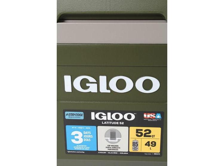 NEVERA PORTÁTIL IGLOO SPORTSMAN LATITUDE 52 PARA CAMPING Y PESCA, DISEÑO RESISTENTE, CAPACIDAD 49 LITROS EN VERDE - 8