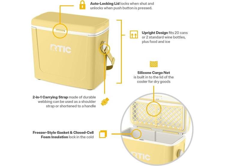 RTIC ENFRIADOR DE VIAJE ASFALTICO PORTÁTIL, IDEAL PARA EXTERIORES, PLAYA, PICNIC, CAMPAMENTO, DEPORTES Y VIAJES - 2