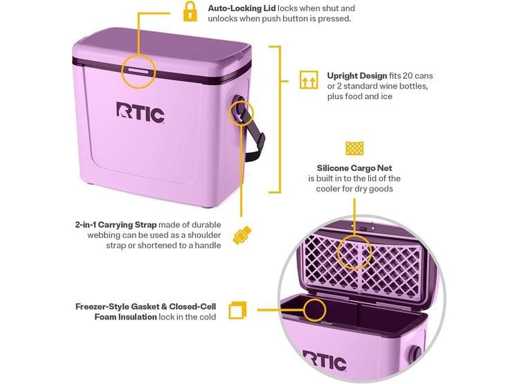 RTIC ENFRIADOR PORTÁTIL DE VIAJE CON CORREA Y ASA, IDEAL PARA ACTIVIDADES AL AIRE LIBRE Y VIAJES - 2