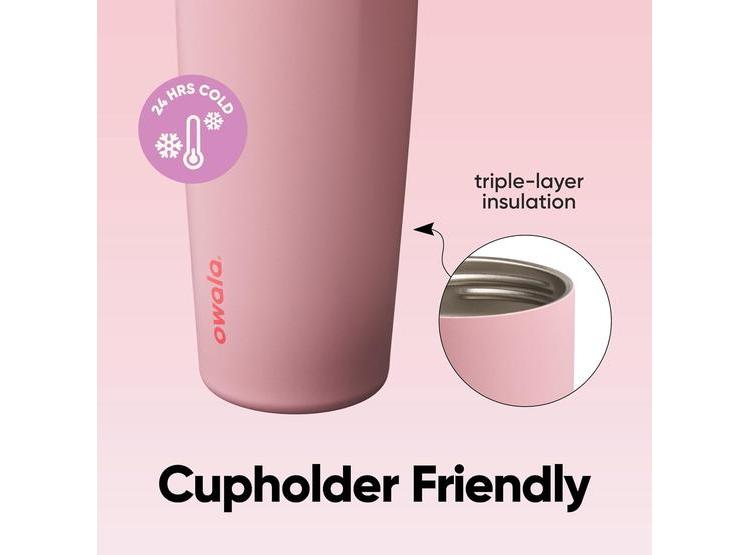 BOTELLA TÉRMICA OWALA FREESIP DE ACERO INOXIDABLE, BOQUILLA DUAL, PAJILLA INTEGRADA, A PRUEBA DE FUGAS, ROSA - 3