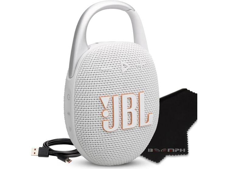 JBL ALTAVOZ BLUETOOTH PORTÁTIL CLIP 5 RESISTENTE AL AGUA Y POLVO COLOR BLANCO CON BATERÍA DE LARGA DURACIÓN - 1