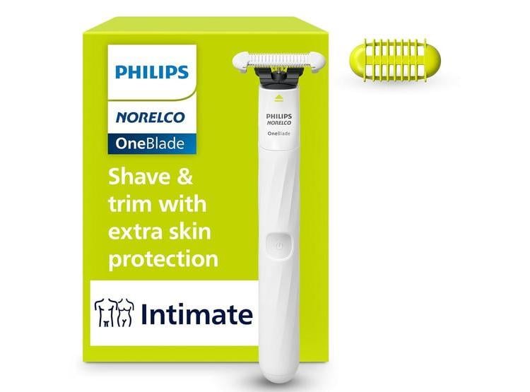 PHILIPS ONEBLADE INTIMATE, RECORTE Y AFEITADO SEGURO PARA ZONAS SENSIBLES, IDEAL PARA EL ÁREA PÚBICA, MODELO QP1924/70 - 1