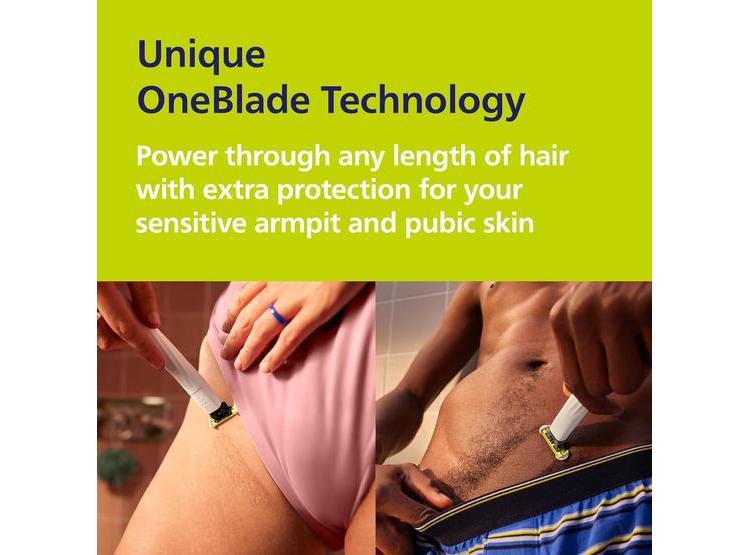 PHILIPS ONEBLADE INTIMATE, RECORTE Y AFEITADO SEGURO PARA ZONAS SENSIBLES, IDEAL PARA EL ÁREA PÚBICA, MODELO QP1924/70 - 4