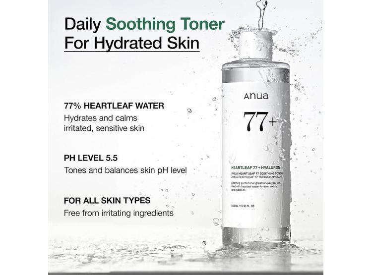 ANUA HEARTLEAF 77 TÓNICO, CUIDADO CALMANTE, REFRESCANTE E HIDRATANTE, VEGANO Y LIBRE DE CRUELDAD, PH 5.5, 250ML - 2
