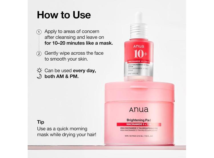ANUA NIACINAMIDE 5 TXA TONER PADS PARA CUIDADO COREANO CON 60 ALMOHADILLAS, NIACINAMIDA Y ÁCIDO TRANEXÁMICO - 6