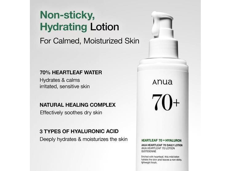 HIDRATANTE FACIAL ANUA HEARTLEAF CON ÁCIDO HIALURÓNICO PARA PIEL SENSIBLE 200ML - 2