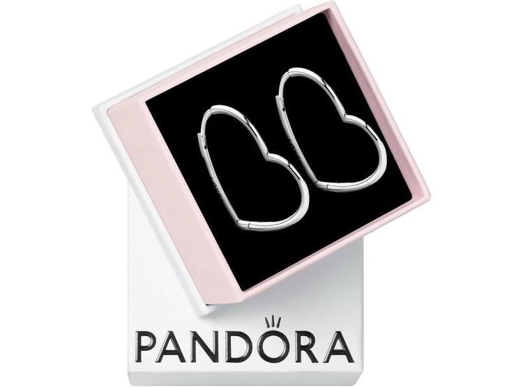 ARETES PANDORA ASIMÉTRICOS CORAZÓN, PLATA DE LEY, PERFECTOS PARA REGALO EN ELEGANTE CAJA - 1