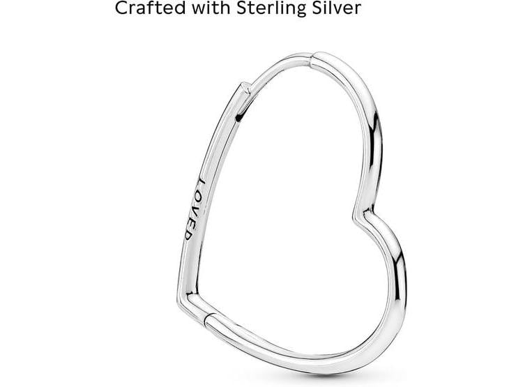 ARETES PANDORA ASIMÉTRICOS CORAZÓN, PLATA DE LEY, PERFECTOS PARA REGALO EN ELEGANTE CAJA - 4