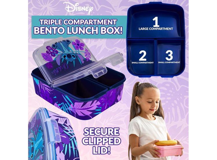 LONCHERA DISNEY STITCH CON COMPARTIMENTOS Y BOTELLA DE AGUA, IDEAL PARA LA ESCUELA, COLOR AZUL/MORADO - 2