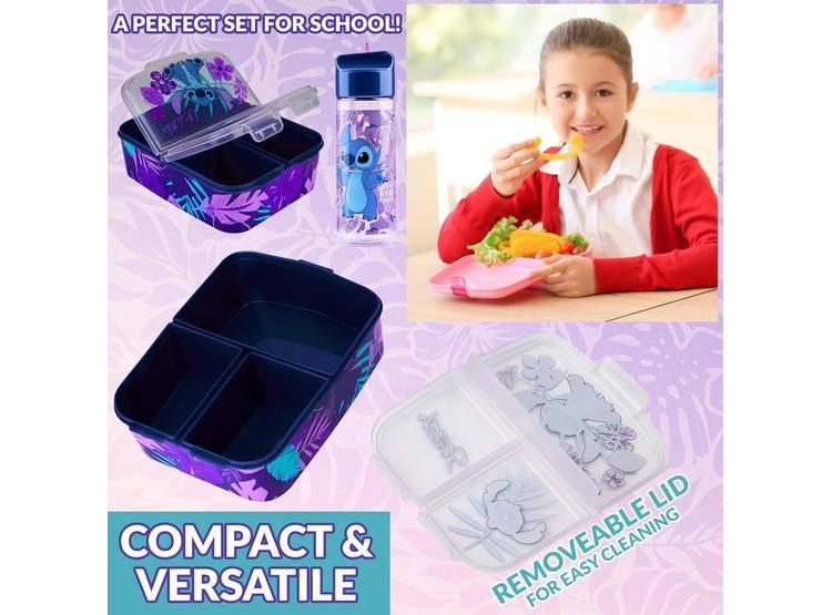 LONCHERA DISNEY STITCH CON COMPARTIMENTOS Y BOTELLA DE AGUA, IDEAL PARA LA ESCUELA, COLOR AZUL/MORADO - 4