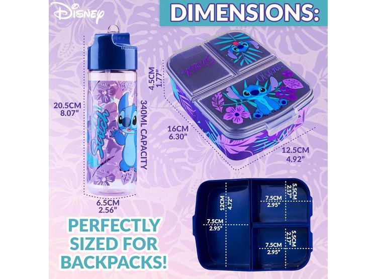 LONCHERA DISNEY STITCH CON COMPARTIMENTOS Y BOTELLA DE AGUA, IDEAL PARA LA ESCUELA, COLOR AZUL/MORADO - 5