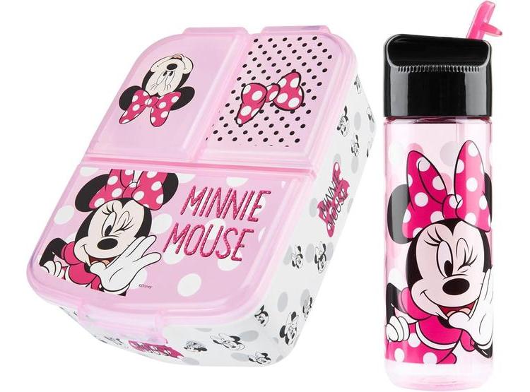 LONCHERA DISNEY MINNIE MOUSE PARA NIÑOS CON COMPARTIMENTOS Y BOTELLA CON PAJITA - 1