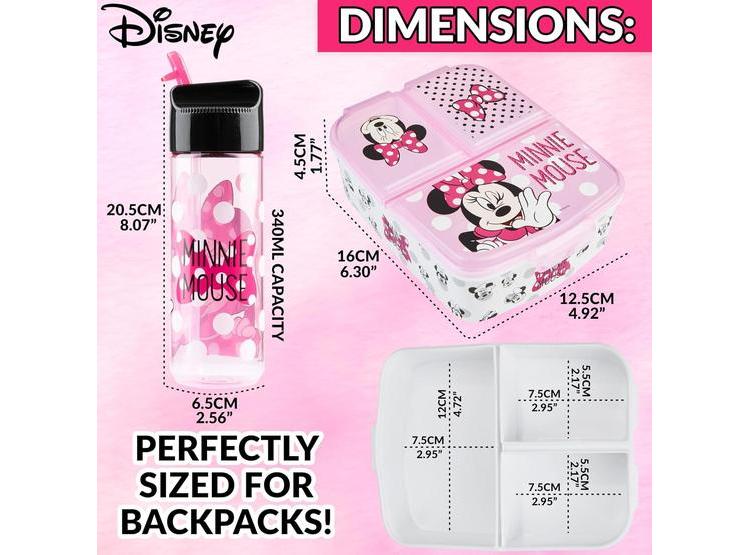LONCHERA DISNEY MINNIE MOUSE PARA NIÑOS CON COMPARTIMENTOS Y BOTELLA CON PAJITA - 5