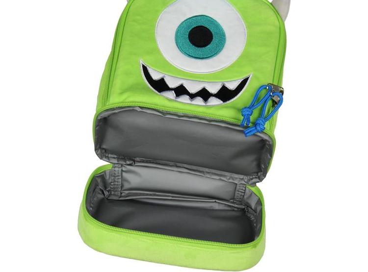 LONCHERA DE MIKE WAZOWSKI DE MONSTERS INC CON DISEÑO DE FELPA, OREJAS 3D Y SOMBRERO, BOLSA AISLADA PARA ALIMENTOS - 4