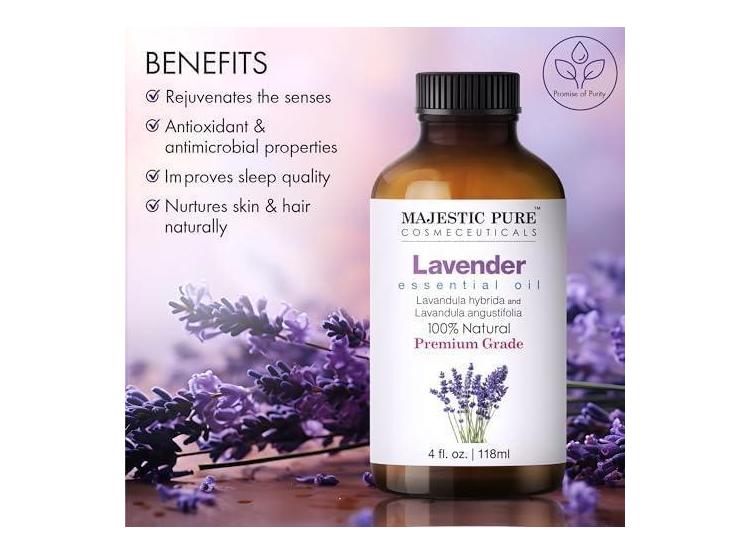 ACEITE ESENCIAL MAJESTIC PURE DE LAVANDA, CALIDAD PRÉMIUM, 100% PURO Y NATURAL PARA AROMATERAPIA - 3