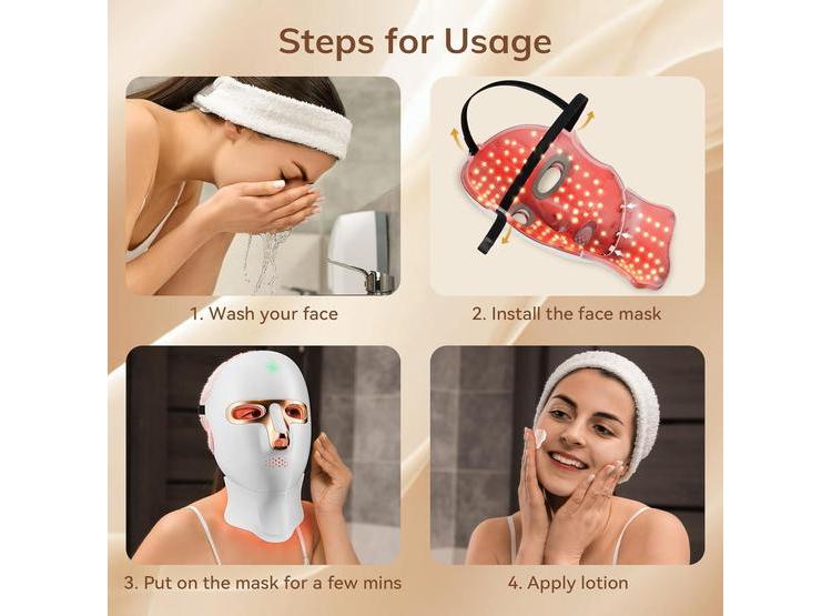 MÁSCARA FACIAL CON TERAPIA DE LUZ ROJA, LED INALÁMBRICA Y RECARGABLE. PERFECTA PARA MEJORAR LA PIEL EN CUALQUIER LUGAR - 5