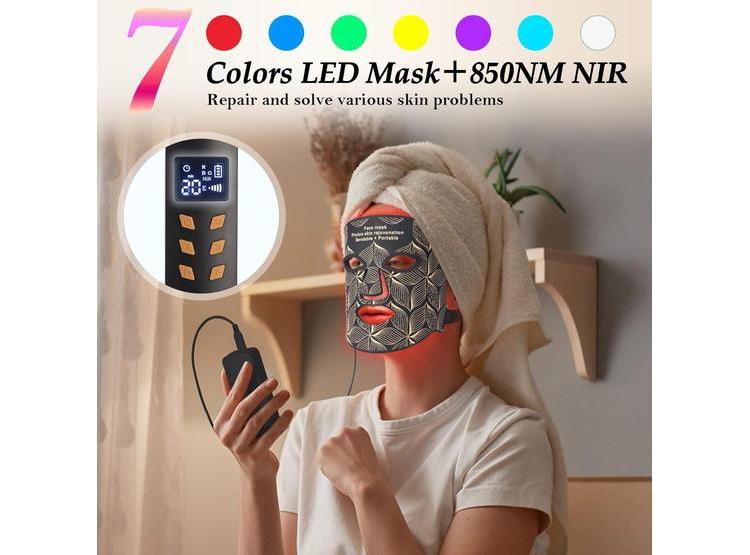 MASCARILLA LED PORTÁTIL DE TERAPIA DE LUZ ROJA, RECARGABLE CON 850NM INFRARROJO CERCANO PARA EL CUIDADO FACIAL DE LA PIEL - 3