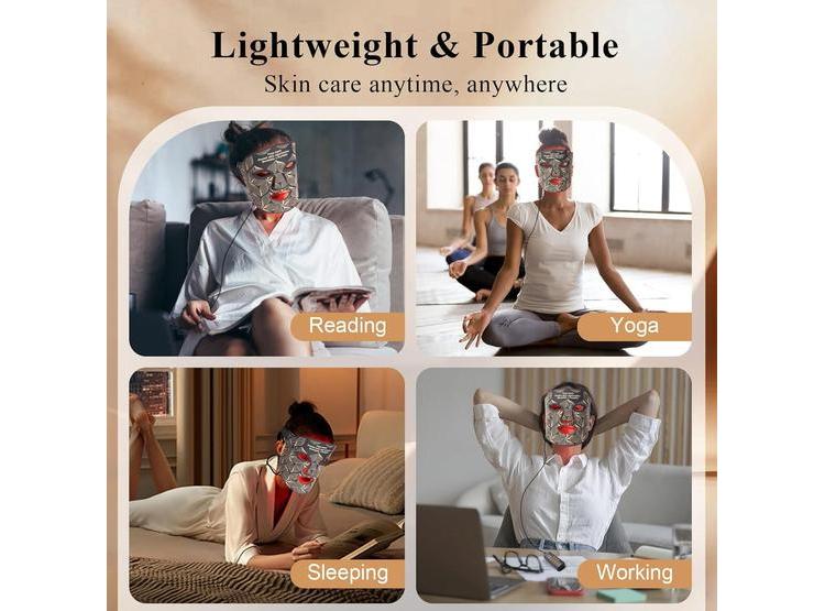 MASCARILLA LED PORTÁTIL DE TERAPIA DE LUZ ROJA, RECARGABLE CON 850NM INFRARROJO CERCANO PARA EL CUIDADO FACIAL DE LA PIEL - 6