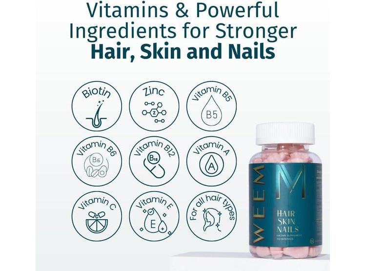 GOMITAS WEEM: VITAMINACIÓN CON BIOTINA PARA FORTALECER Y REVITALIZAR CABELLO, UÑAS Y PIEL CON EFICACIA VEGANA - 2
