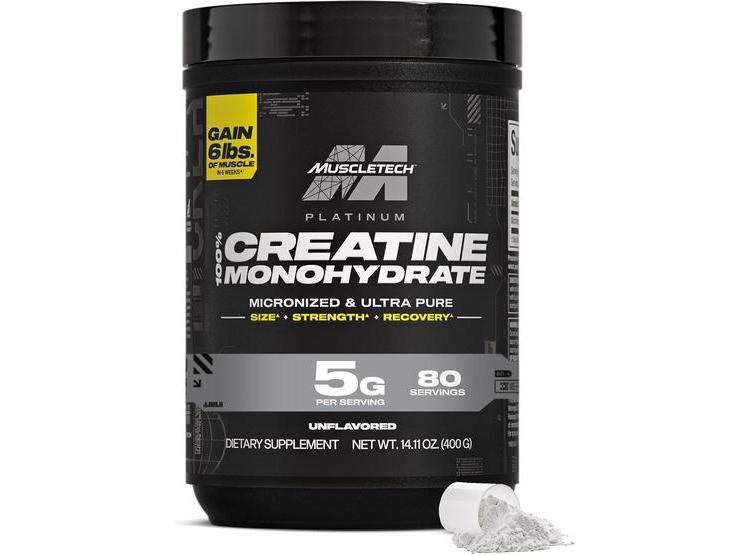 MUSCLETECH CREATINA MONOHIDRATO MICRONIZADA SIN SABOR PARA RECUPERACIÓN Y AUMENTO MUSCULAR, 80 DOSIS - 1