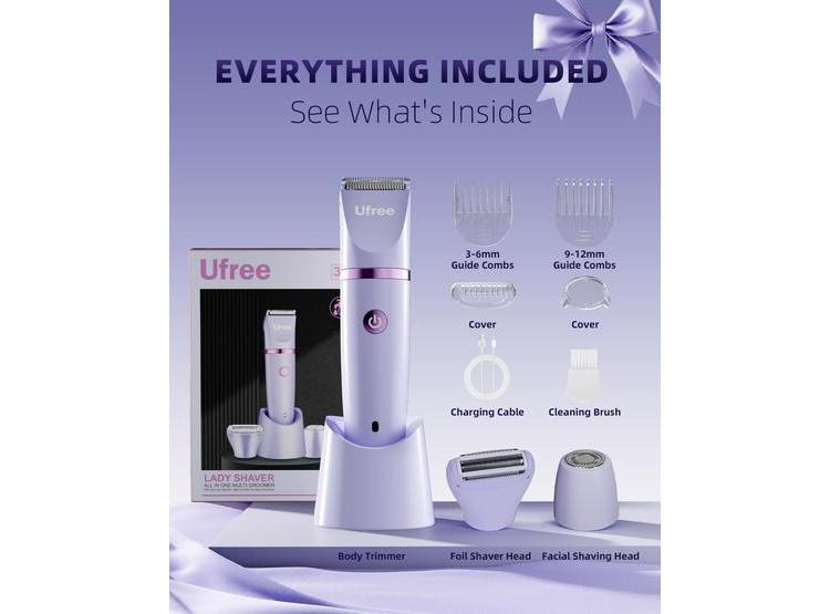 UFREE RECORTADORA BIKINI PARA MUJERES, ELÉCTRICA, RECARGABLE Y RESISTENTE AL AGUA, VELLO CORPORAL - 8