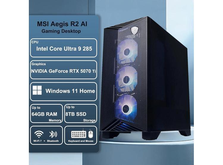 MSI AEGIS R2 AI: TORRE GAMER CON INTEL 24 NÚCLEOS, 32GB RAM, 2TB SSD, RTX 5070 TI, PSU 80+ GOLD - 2