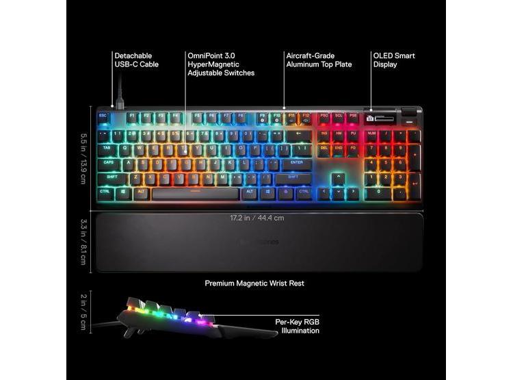 STEELSERIES APEX PRO GEN 3 CON INTERRUPTORES OMNIPOINT, RÁPIDA ACTUACIÓN Y RETROILUMINACIÓN RGB PARA JUEGOS PRECISOS - 2