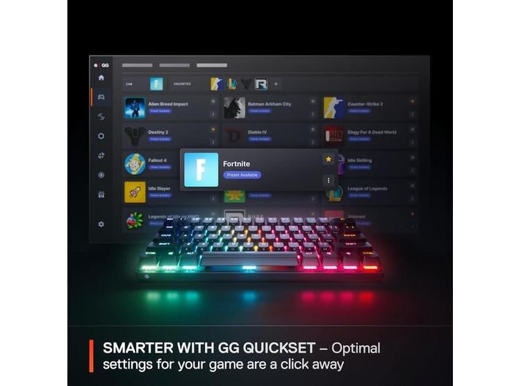 STEELSERIES APEX PRO MINI CON INTERRUPTORES AJUSTABLES OMNIPOINT 3.0 Y MODO DE PROTECCIÓN PARA GAMING - 4