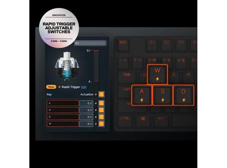 STEELSERIES APEX PRO MINI CON INTERRUPTORES AJUSTABLES OMNIPOINT 3.0 Y MODO DE PROTECCIÓN PARA GAMING - 7