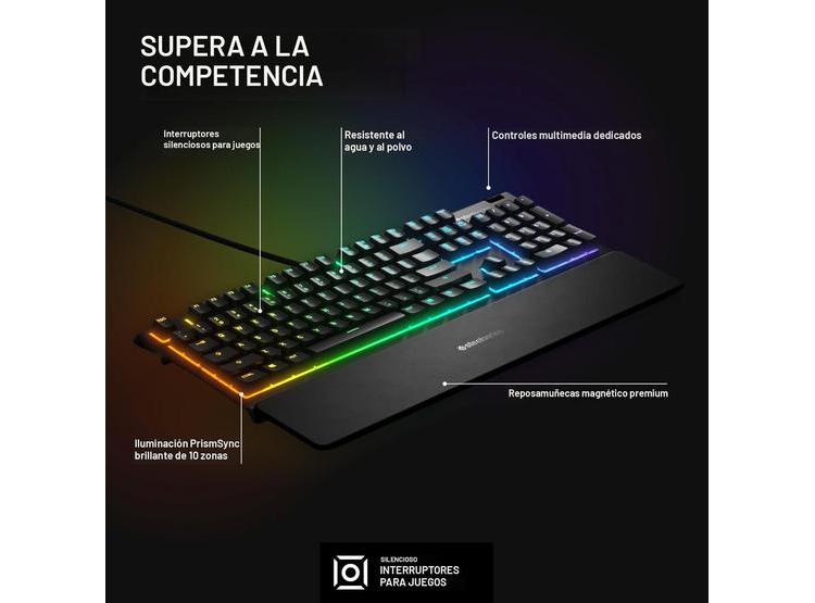 TECLADO STEELSERIES APEX 3 RGB RESISTENTE AL AGUA - 2