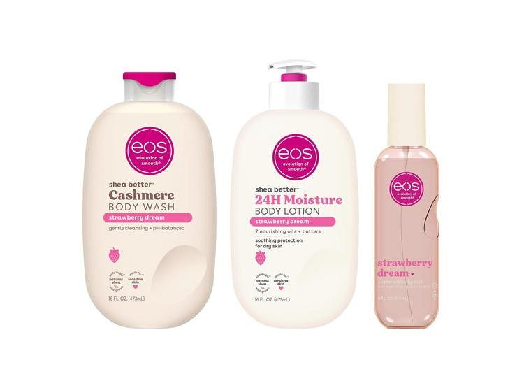 EOS ESSENTIALS BUNDLE - GEL DE BAÑO, NIEBLA Y LOCIÓN CORPORAL CON AROMA DE ENSUEÑO STRAWBERRY DREAM - 1