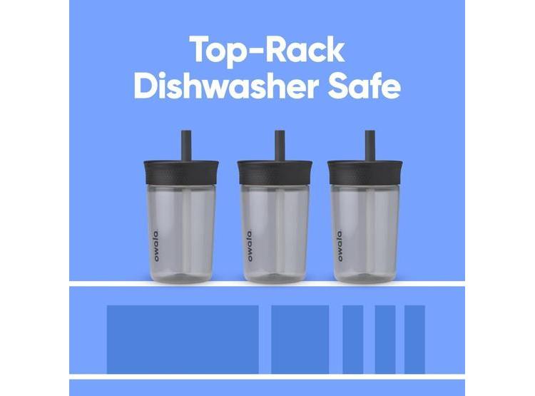 VASO DE PLÁSTICO OWALA PARA NIÑOS, CON POPOTE FLEXIBLE, SIN BPA, A PRUEBA DE DERRAMES, APTO PARA LAVAVAJILLAS - 4
