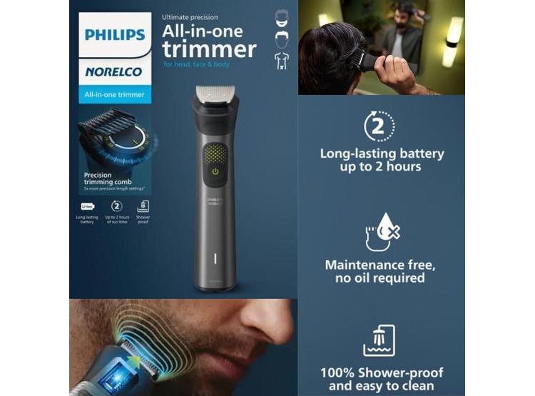 RECORTADORA PHILIPS MULTIGROOM SERIES 9000 24 EN 1, BARBA, CABELLO Y CUERPO, TECNOLOGÍA BEARDSENSE, IMPERMEABLE - 5